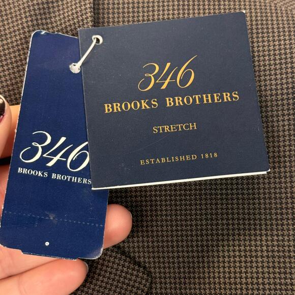 NWT Brooks Brothers Stretch Wool Brown Check Pattern Suit Jacket Size 45L $239 - Picture 8 of 9